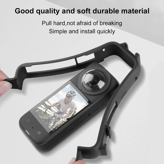 Alt view image 3 of 5 - For Insta360 X3 PULUZ Cold Shoe PC Plastic Protective Frame with Adapter Mount & Screw(Black) (Black)