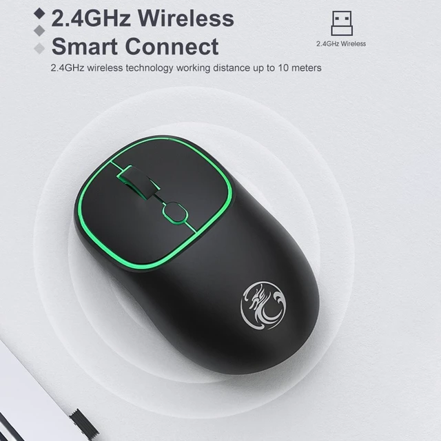 Alt view image 5 of 6 - iMICE W-618 Rechargeable 4 Buttons 1600 DPI 2.4GHz Bluetooth Silent Wireless Mouse for Computer PC Laptop (Black)