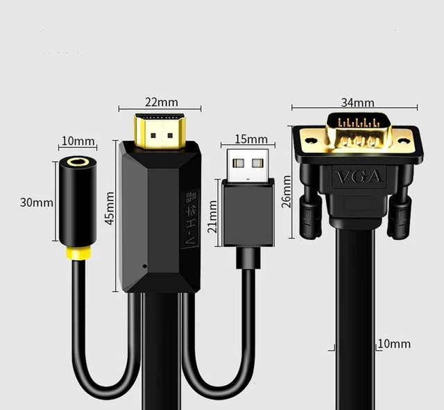 Alt view image 2 of 7 - 10m JH HV10 1080P HDMI to VGA Cable Projector TV Box Computer Notebook Industrial Display Adapter Cable 10m