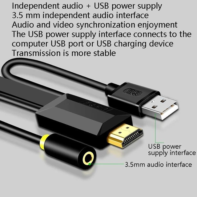 Alt view image 4 of 7 - 10m JH HV10 1080P HDMI to VGA Cable Projector TV Box Computer Notebook Industrial Display Adapter Cable 10m
