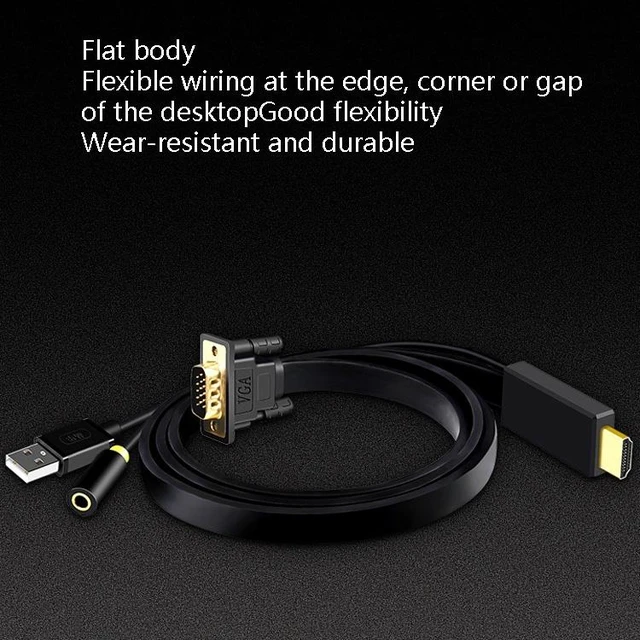 Alt view image 7 of 7 - 10m JH HV10 1080P HDMI to VGA Cable Projector TV Box Computer Notebook Industrial Display Adapter Cable 10m