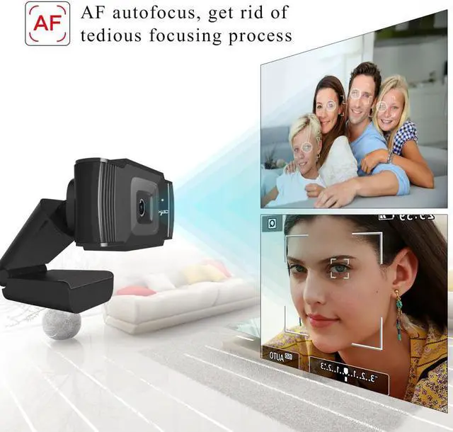 Alt view image 7 of 7 - HXSJ  30fps 5 Megapixel 1080P Full HD Autofocus Webcam for Desktop / Laptop / Android TV, with Noise Reduction Microphone, Cable Length: 1.4m