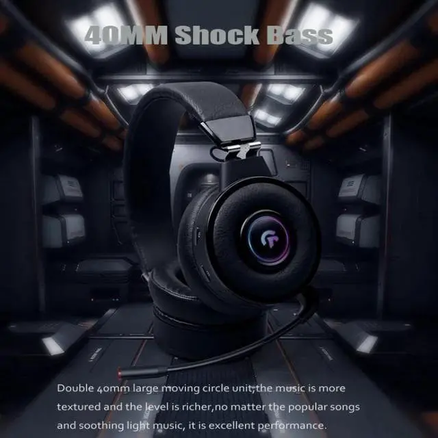 Alt view image 2 of 7 - Kingkong Bluetooth Wireless RGB Luminous Gaming Headset with Mic Support TF/FM Radio