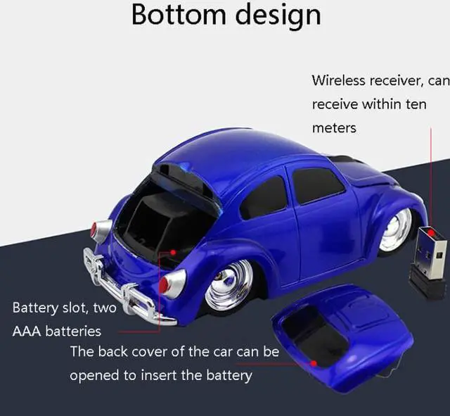 Alt view image 4 of 7 - CM0010B 1200 DPI 3-keys Car Shape Wireless Mouse (Red)