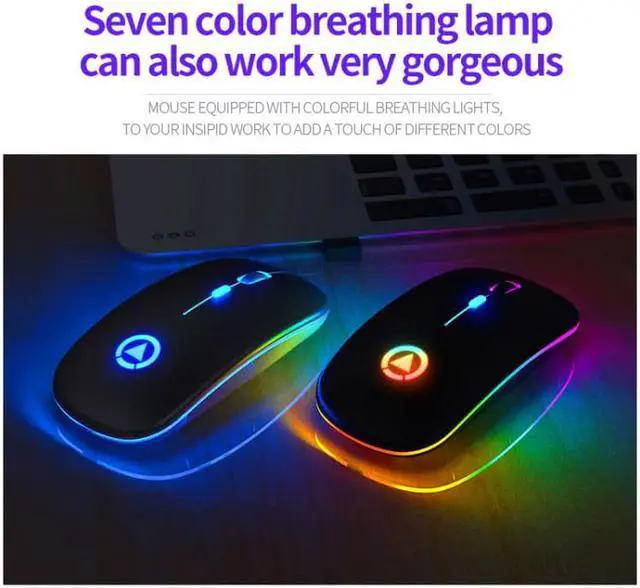 Alt view image 3 of 4 - YINDIAO A2 2.4GHz 1600DPI 3-modes Adjustable RGB Light Rechargeable Wireless Silent Mouse (Rose Gold)