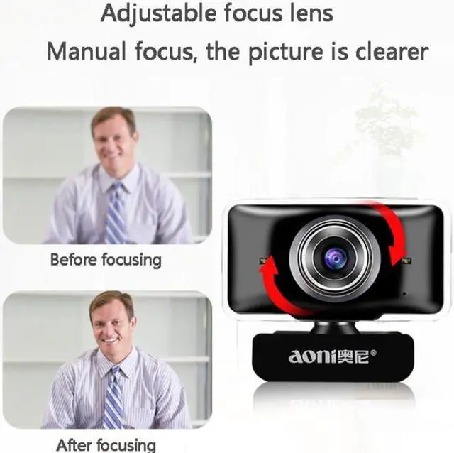 Alt view image 6 of 7 - Aoni C11 720P 150-degree Wide-angle Manual Focus HD Computer Camera with Microphone