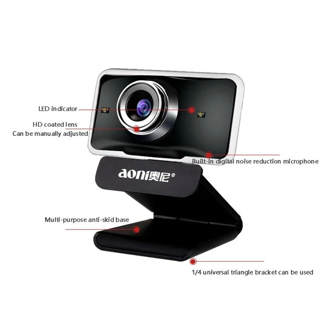 Alt view image 2 of 7 - Aoni C11 720P 150-degree Wide-angle Manual Focus HD Computer Camera with Microphone