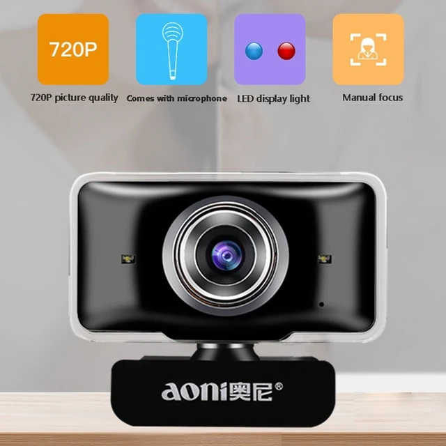 Alt view image 7 of 7 - Aoni C11 720P 150-degree Wide-angle Manual Focus HD Computer Camera with Microphone