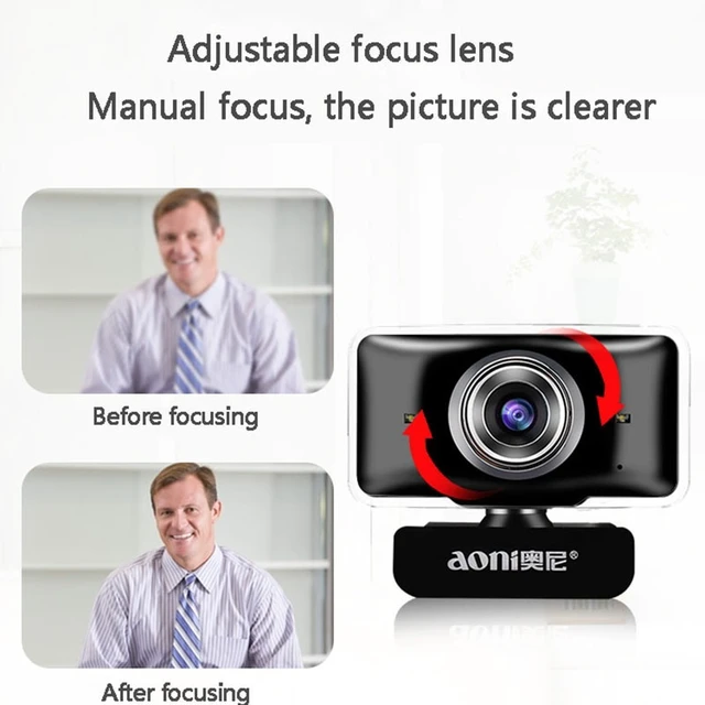 Alt view image 5 of 7 - Aoni C11 720P 150-degree Wide-angle Manual Focus HD Computer Camera with Microphone