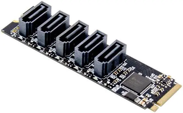 Main image of PCIE X2 M.2 Key M to SATA 3.0 5 Port Sata Expansion Card 6Gb/s JMB585