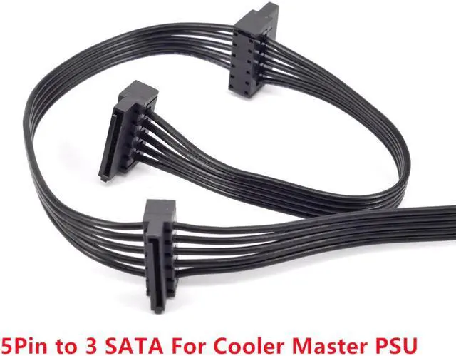 Alt view image 4 of 5 - 5Pin to 3 SATA Angled Molex Power Supply Cable for Cooler Master V850 V1000 V1200 V1300 1500W 1000W 850W Hybrid 1300W 1050W 850W M520 PSU Modular