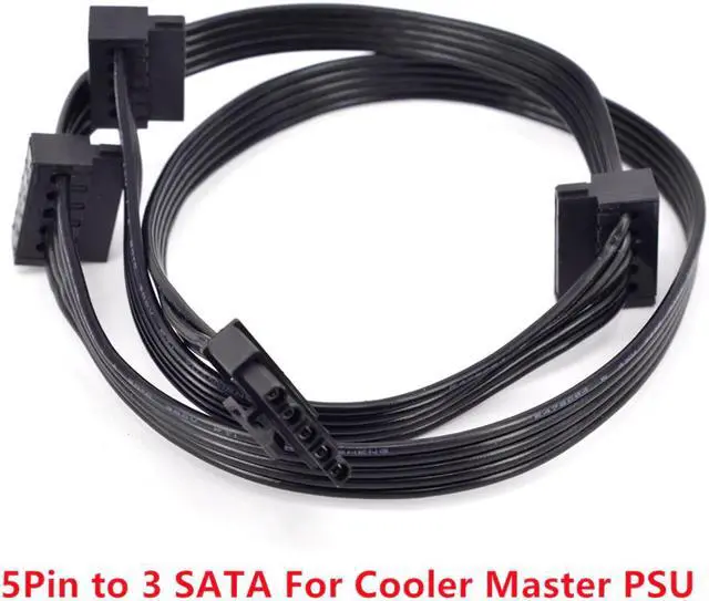 Main image of 5Pin to 3 SATA Angled Molex Power Supply Cable for Cooler Master V850 V1000 V1200 V1300 1500W 1000W 850W Hybrid 1300W 1050W 850W M520 PSU Modular