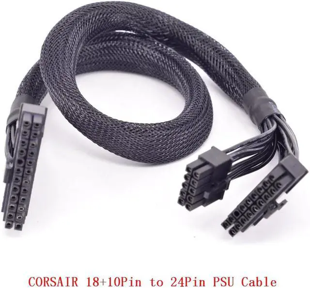 Alt view image 2 of 8 - 10+18Pin to 24Pin 20+4Pin ATX Power Supply Cable Mining Cable PSU Motherboard Braided Net for Corsair HX1200i HX1000i HX850i HX750i AXi Series AX1500i AX1200i AX860i AX760i RM1000 RM850 RM750