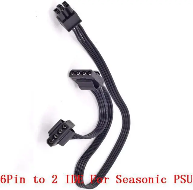 Alt view image 2 of 9 - PCIe 6Pin to Dual 4Pin IDE Power Supply Cable for Seasonic KM3 Series X-750 X-850 SS-1050XP3 SS-1200XP3 M12II Evo Series 520 620 650 750 850 Snow Silent 750 1050 FOCUS PLUS Gold SSR-850FX/750FX