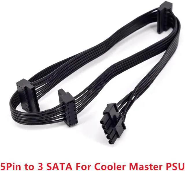 Alt view image 2 of 5 - 5Pin to 3 SATA Angled Molex Power Supply Cable for Cooler Master V850 V1000 V1200 V1300 1500W 1000W 850W Hybrid 1300W 1050W 850W M520 PSU Modular