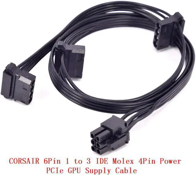 Main image of PCI-e 6Pin 1 to 3 IDE Molex 4Pin Power Supply Cable for CORSAIR CS CX HX RM Series CS450M CS550M CS650M CS750M CS850M CX450M CX650MX CX750M HX1050 HX850 HX750 HX650 RM450 RM550