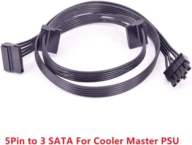 Alt view image 3 of 5 - 5Pin to 3 SATA Angled Molex Power Supply Cable for Cooler Master V850 V1000 V1200 V1300 1500W 1000W 850W Hybrid 1300W 1050W 850W M520 PSU Modular