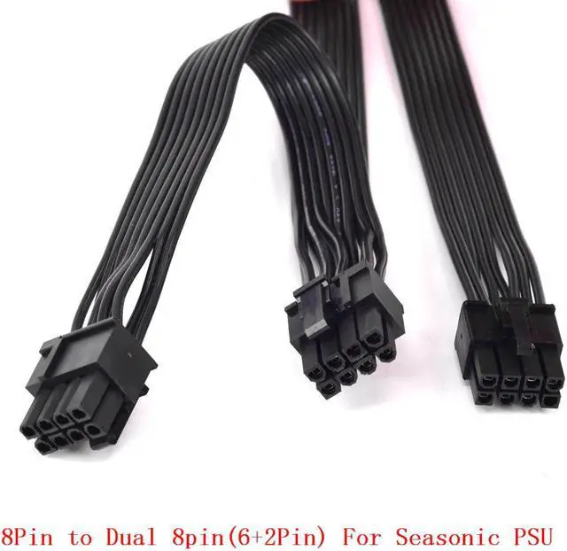 Alt view image 3 of 9 - PCIe 8pin to Dual 8Pin (6+2Pin) Power supply Cable Flat for KM3 Series X-750 X-850 SS-1050XP3 SS-1200XP3 M12II Evo Series 520 620 650 750 850 Snow Silent 750 1050 FOCUS PLUS Gold SSR-850FX