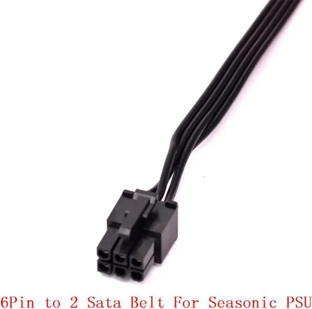 Alt view image 2 of 6 - Seasonic PCIe 6Pin to 2 SATA Power Supply Cable for KM3 Series X-750 X-850 SS-1050XP3 SS-1200XP3 M12II Evo Series 520 620 650 750 850 Snow Silent 750 1050 FOCUS PLUS Gold SSR-850FX/750FX
