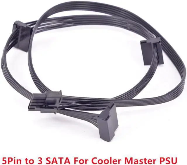 Alt view image 5 of 5 - 5Pin to 3 SATA Angled Molex Power Supply Cable for Cooler Master V850 V1000 V1200 V1300 1500W 1000W 850W Hybrid 1300W 1050W 850W M520 PSU Modular