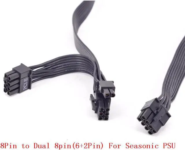 Alt view image 2 of 9 - PCIe 8pin to Dual 8Pin (6+2Pin) Power supply Cable Flat for KM3 Series X-750 X-850 SS-1050XP3 SS-1200XP3 M12II Evo Series 520 620 650 750 850 Snow Silent 750 1050 FOCUS PLUS Gold SSR-850FX