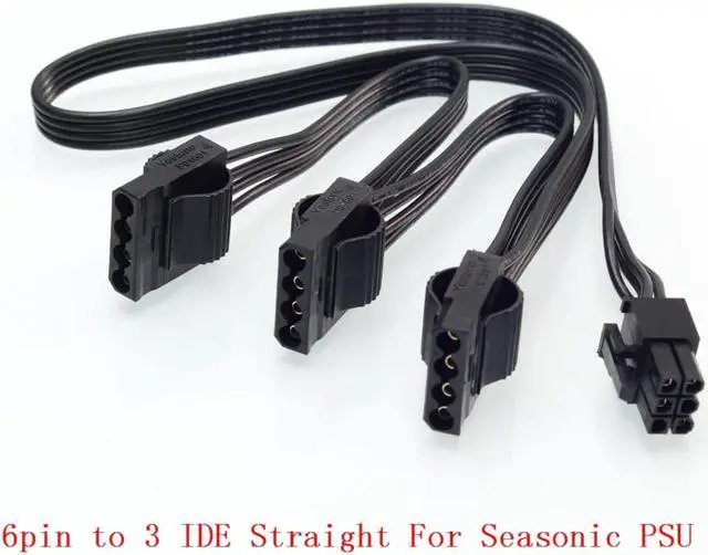 Alt view image 2 of 9 - PCIe 6Pin to Dual 4Pin IDE Power Supply Cable for Seasonic KM3 Series X-750 X-850 SS-1050XP3 SS-1200XP3 M12II Evo Series 520 620 650 750 850 Snow Silent 750 1050 FOCUS PLUS Gold SSR-850FX/750FX