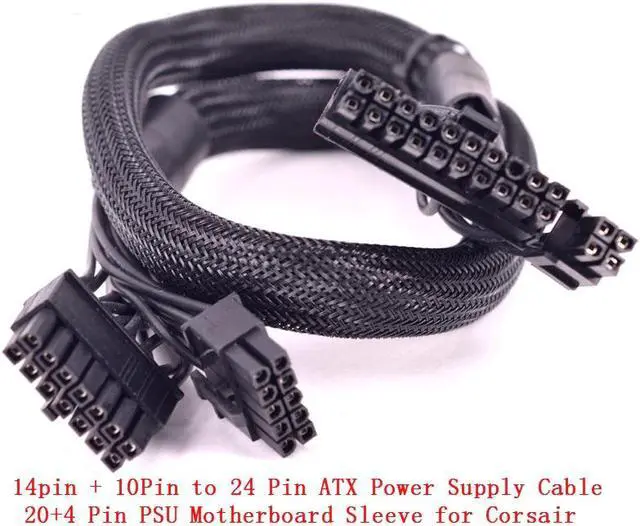 Alt view image 4 of 7 - 10+18Pin to 24Pin 20+4Pin ATX Power Supply Cable Mining Cable PSU Motherboard Braided Net for Corsair HX1200i HX1000i HX850i HX750i AXi Series AX1500i AX1200i AX860i AX760i RM1000 RM850 RM750