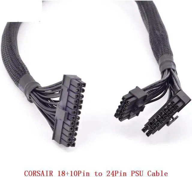 Alt view image 3 of 8 - 10+18Pin to 24Pin 20+4Pin ATX Power Supply Cable Mining Cable PSU Motherboard Braided Net for Corsair HX1200i HX1000i HX850i HX750i AXi Series AX1500i AX1200i AX860i AX760i RM1000 RM850 RM750