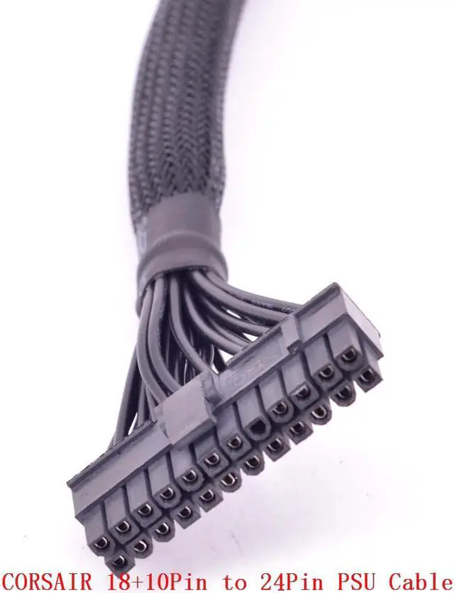 Alt view image 4 of 8 - 10+18Pin to 24Pin 20+4Pin ATX Power Supply Cable Mining Cable PSU Motherboard Braided Net for Corsair HX1200i HX1000i HX850i HX750i AXi Series AX1500i AX1200i AX860i AX760i RM1000 RM850 RM750