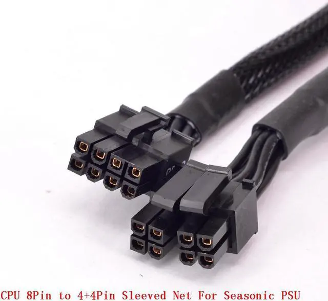 Alt view image 2 of 6 - Seasonic CPU 8pin to 4+4pin Power Supply Cable ATX 12V P4 to P8 With Net for KM3 Series X-750 X-850 SS-1050XP3 M12II Evo Series 620 650 750 850 Snow Silent 750 1050 FOCUS PLUS Gold SSR-850FX
