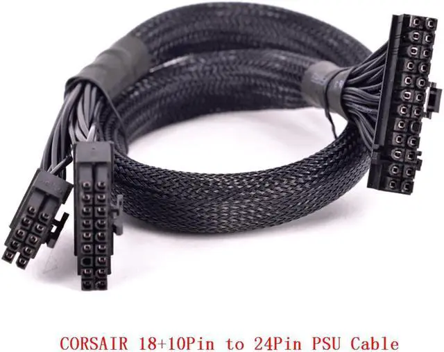 Main image of 10+18Pin to 24Pin 20+4Pin ATX Power Supply Cable Mining Cable PSU Motherboard Braided Net for Corsair HX1200i HX1000i HX850i HX750i AXi Series AX1500i AX1200i AX860i AX760i RM1000 RM850 RM750