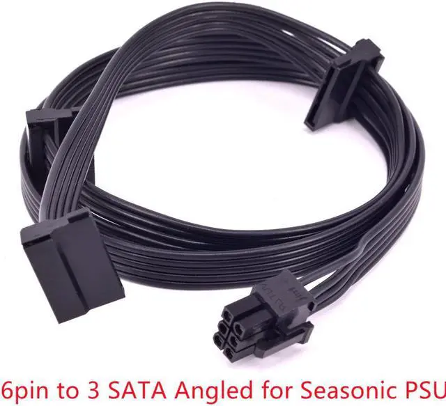 Main image of Seasonic PCIe 6Pin to 3x SATA Curved Power Supply Cable for KM3 Series X-750 X-850 SS-1050XP3 SS-1200XP3 M12II Evo Series 520 620 650 750 850 Snow Silent 750 1050 FOCUS PLUS Gold SSR-850FX