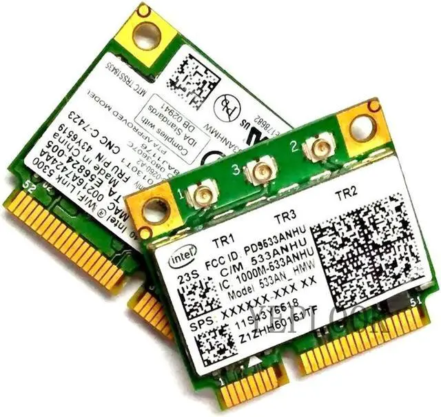 Alt view image 2 of 5 - 5300 533AN HMW 450Mbps Dual Band 2.4G 5GHz Wireless Wifi Mini PCI-E Half pcie Card for T400S L410 L510 SL410 SL510 X100E