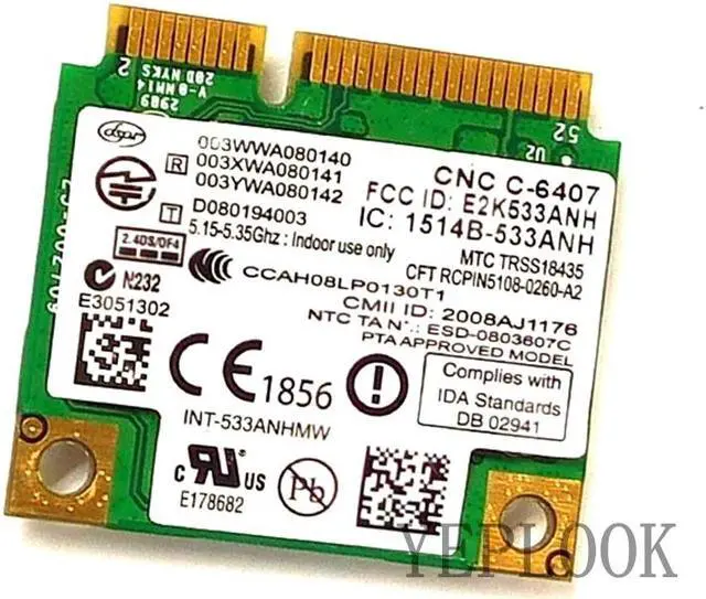 Alt view image 5 of 5 - 5300 533AN HMW 450Mbps Dual Band 2.4G 5GHz Wireless Wifi Mini PCI-E Half pcie Card for T400S L410 L510 SL410 SL510 X100E