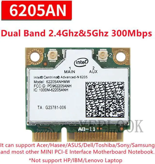 Main image of 6205 62205AN 300Mbps Dual Band 2.4Ghz 5Ghz Mini PCI-E Wifi Card Wlan Network Adapter Advanced-N Wireless Card Standard/Public Version