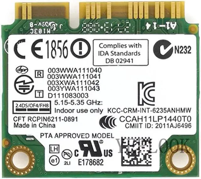 Alt view image 2 of 7 - 6235 6235ANHMW 6235AN 300Mbps Dual Band 2.4G/5Ghz Bluetooth 4.0 Mini PCI-E Wireless Lan Card Intel Centrino Advanced-N 05K9GJ