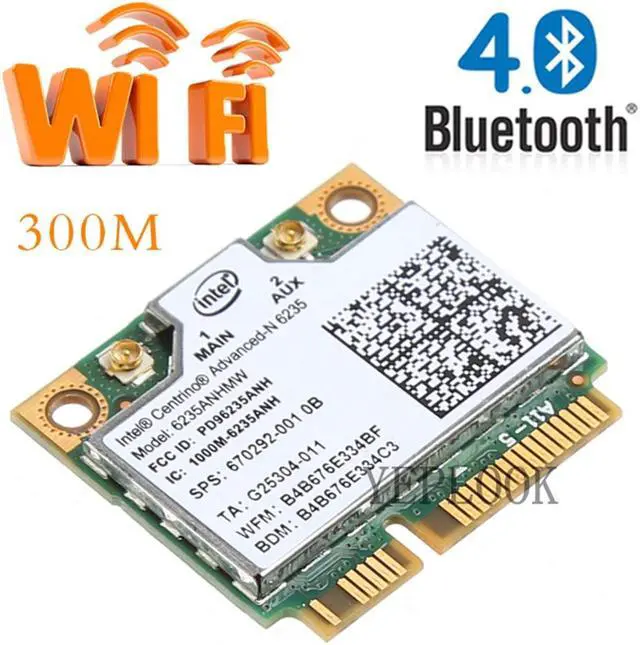 Alt view image 4 of 7 - 6235 6235ANHMW 6235AN 300Mbps Dual Band 2.4G/5Ghz Bluetooth 4.0 Mini PCI-E Wireless Lan Card Intel Centrino Advanced-N 05K9GJ