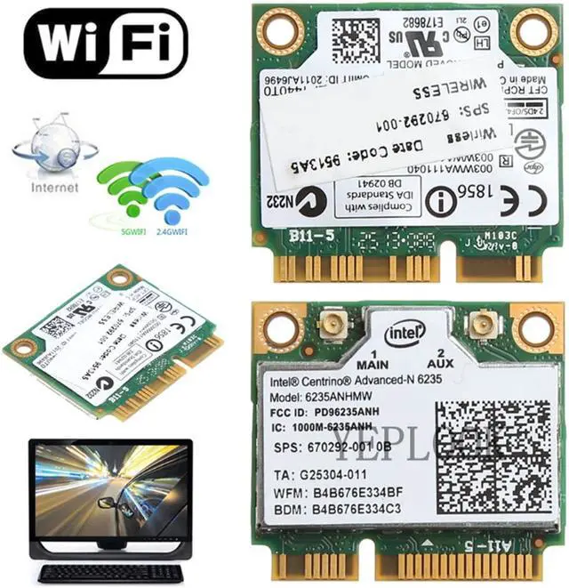 Alt view image 5 of 7 - 6235 6235ANHMW 6235AN 300Mbps Dual Band 2.4G/5Ghz Bluetooth 4.0 Mini PCI-E Wireless Lan Card Intel Centrino Advanced-N 05K9GJ