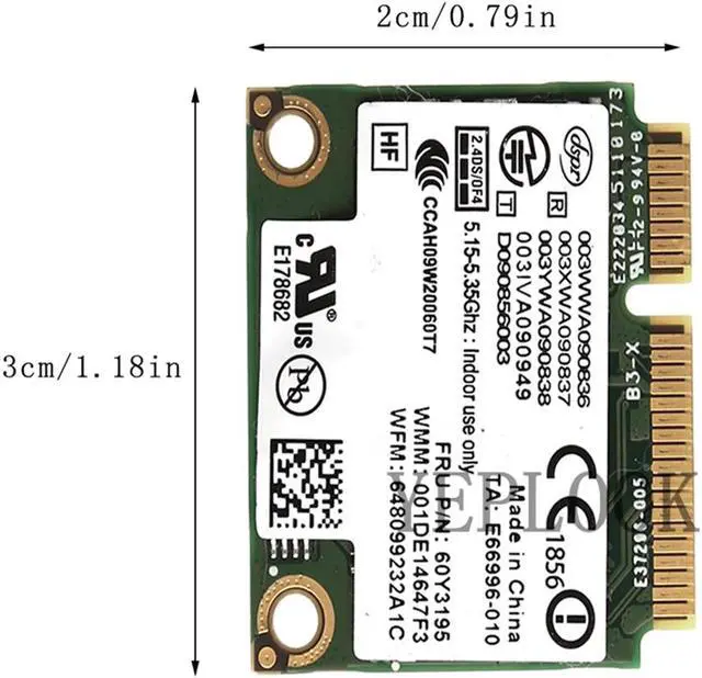 Alt view image 4 of 5 - WiFi Card 6250 622ANXHMW 300Mbps Dual Band 2.4G 5G 802.11a /b/g/n Mini PCI-E Wireless Wifi Card For T400/T420/T500/E220S/E530/S220