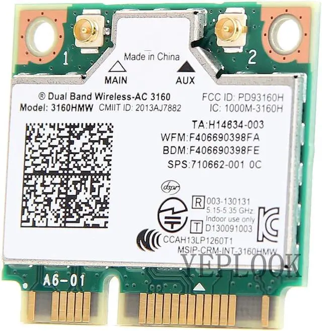 Alt view image 2 of 5 - AC3160 3160HMW 3160AC 433Mbps Dual Band 2.4G 5.8Ghz Wireless AC + BT4.0 Mini PCIe Card Supports B/G/N/AC Bands 802.11ac Wireless wifi card