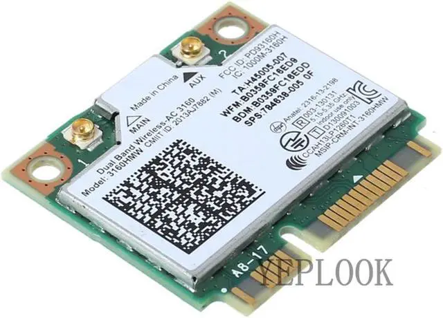 Alt view image 3 of 5 - AC3160 3160HMW 3160AC 433Mbps Dual Band 2.4G 5.8Ghz Wireless AC + BT4.0 Mini PCIe Card Supports B/G/N/AC Bands 802.11ac Wireless wifi card