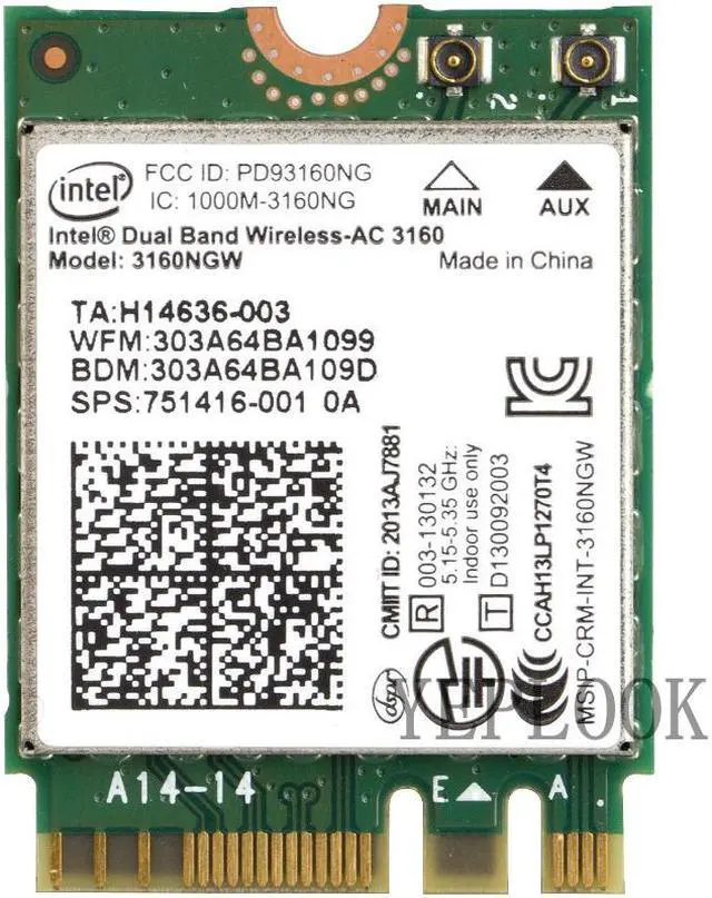 Main image of AC3160 3160ac 3160NGW Dual Band 2.4G 5Ghz 433Mbps 802.11ac Wi-Fi+Bluetooth 4.0 M.2 NGFF Wireless Network Card Wifi Network Card For Laptop