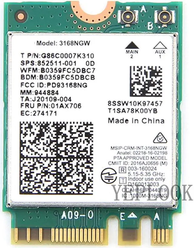 Main image of 3168ac Dual Band 2.4G/5Ghz 433Mbps WiFi BT 4.2 802.11ac NGFF M.2 WiFi Network Card HP K12 PB450 G5 PB640 G4 ProBook 440 450 470 Series