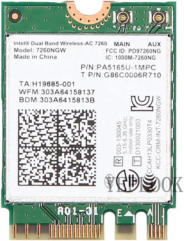Main image of 7260AC Wireless-AC 7260 7260NGW Dual band 2.4G/5G NGFF M.2 2x2 802.11ac 867Mbps Wifi + Bluetooth BT 4.0 Wlan WiFi Network Card