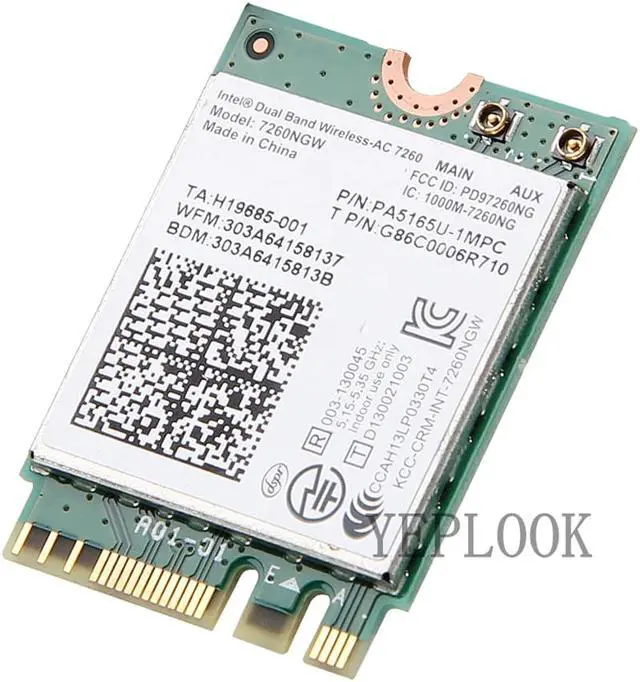 Alt view image 2 of 5 - 7260AC Wireless-AC 7260 7260NGW Dual band 2.4G/5G NGFF M.2 2x2 802.11ac 867Mbps Wifi + Bluetooth BT 4.0 Wlan WiFi Network Card