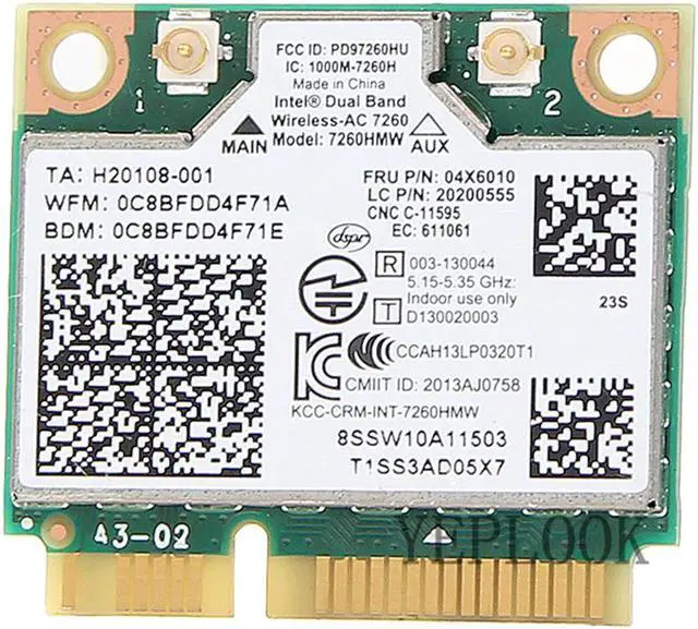 Main image of 7260AC Dual Band 2.4 5Ghz 300M+867Mbps 802.11ac/a/b/g Mini PCI-E Wifi Card For IBM S1 S440 S540 E440 E540 E540 X140E E63Z E93Z E73