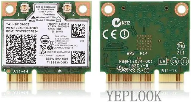 Alt view image 3 of 7 - 7260AC Dual Band 2.4 5Ghz 300M+867Mbps 802.11ac/a/b/g Mini PCI-E Wifi Card For IBM S1 S440 S540 E440 E540 E540 X140E E63Z E93Z E73