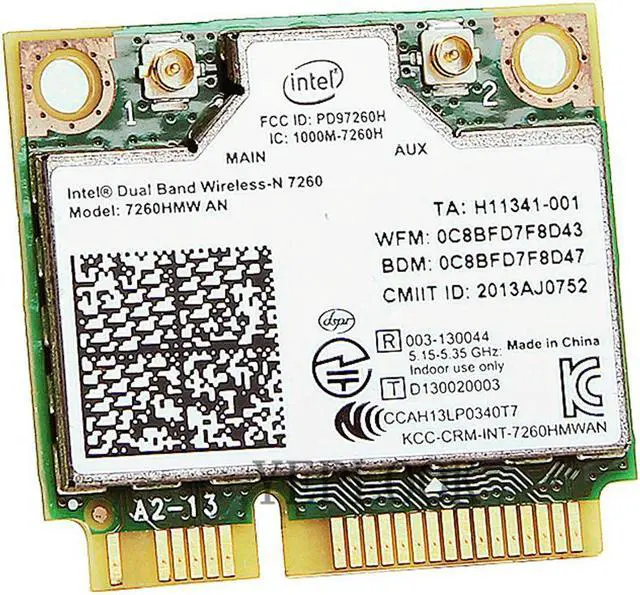 Alt view image 2 of 5 - 7260HMW 7260AN AN7260 Wireless Card Wi-Fi 300Mbps+300Mbps Dual Band 2.4G/5G Bluetooth 4.0 Half Mini PCI-E 867M Wifi Network Card Laptop Desktop