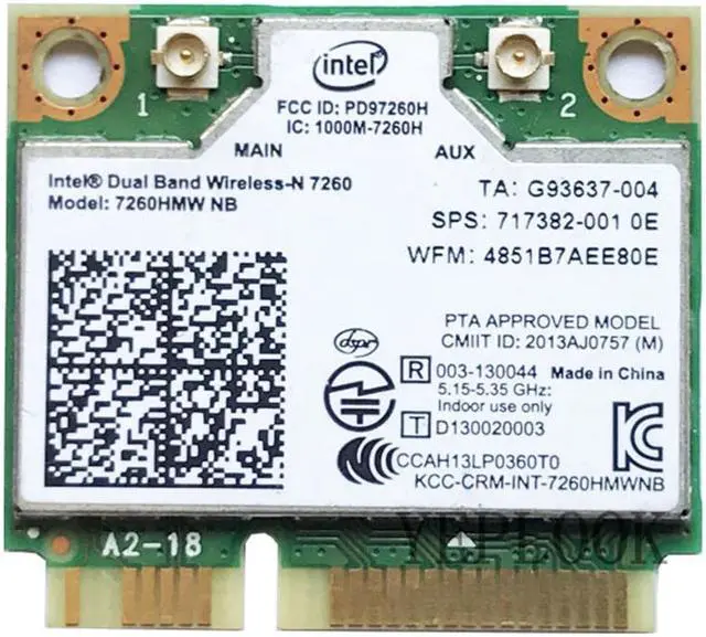 Alt view image 2 of 5 - Wifi Card 7260NB 7260HMW 7260 NB 300Mbps Dual Band 2.4G/5Ghz Mini PCI-E 802.11N General Edition for Laptops Desktop Advertising Device