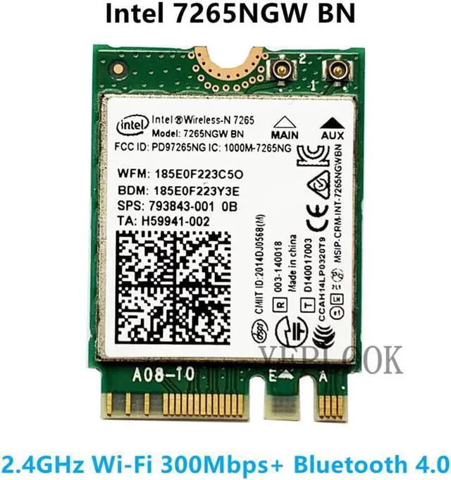 Main image of Wireless-N 7265 7265NGW BN Intel 7265BN 2.4G 300Mbps Wi-Fi + Bluetooth 4.0 NGFF M.2 802.11n Wifi Card Wireless Network Card